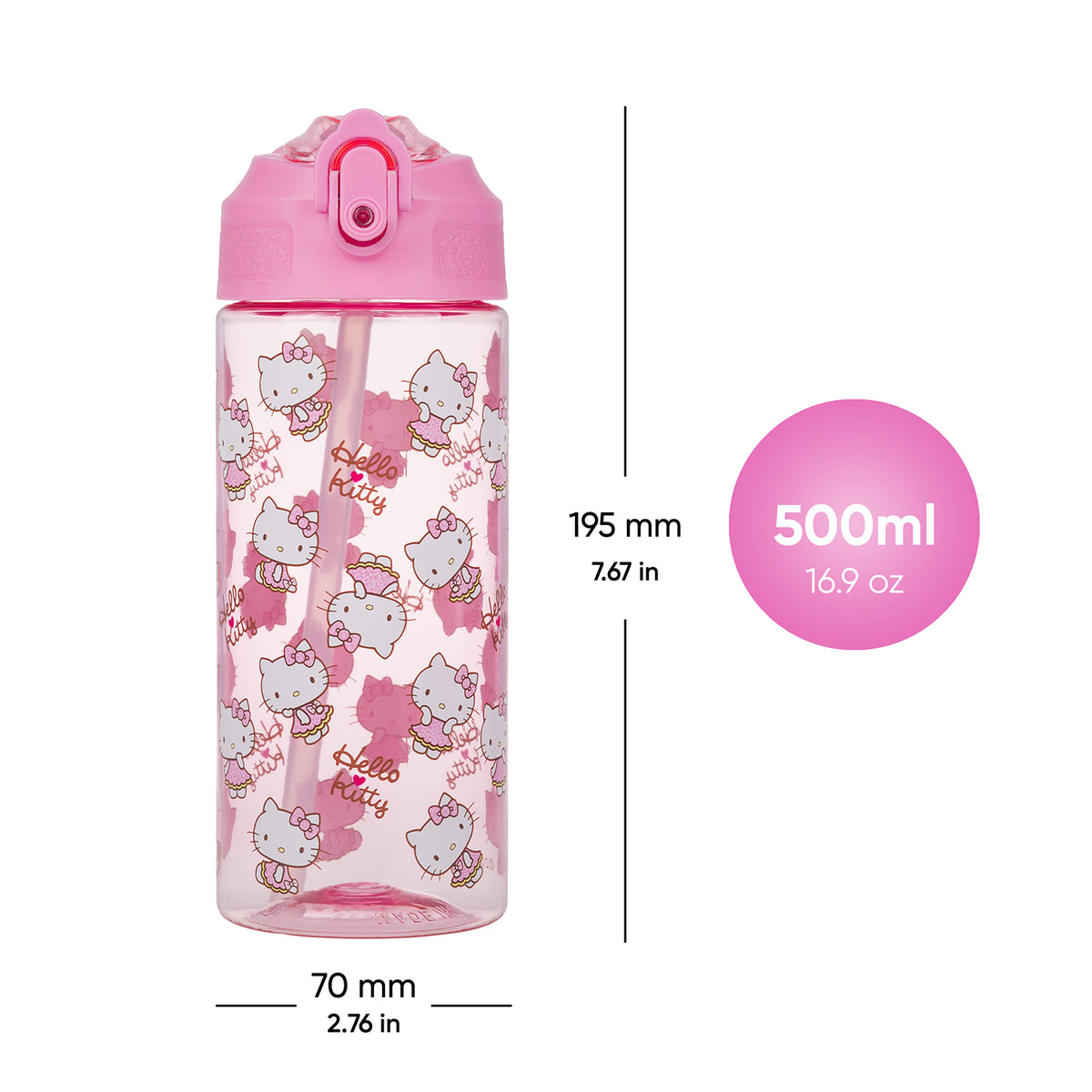 Borraccia in Tritan con cannuccia Hello Kitty Sweet Leopard, 500 ml