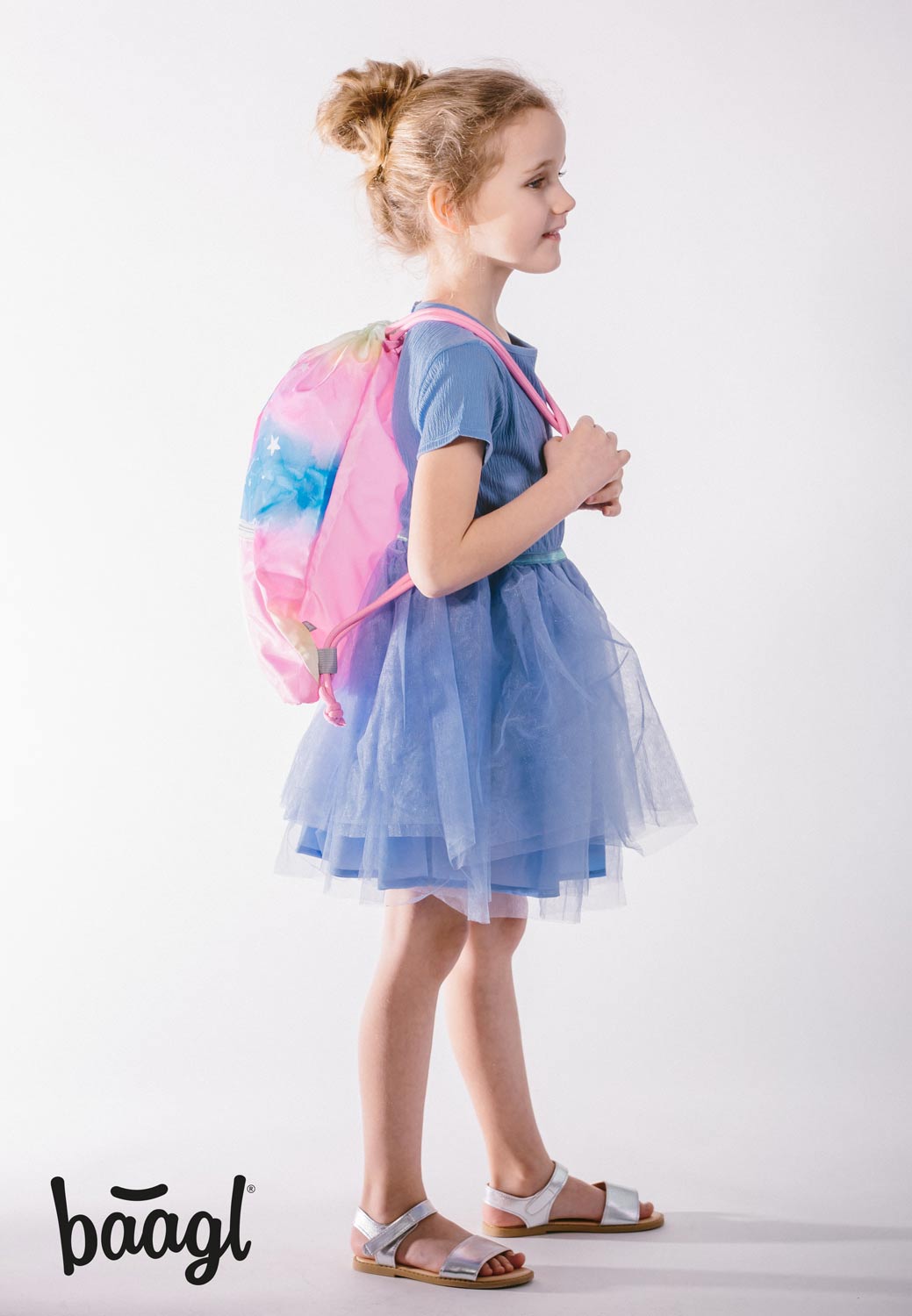Sacca da ginnastica con tasca con cerniera Rainbow Unicorn