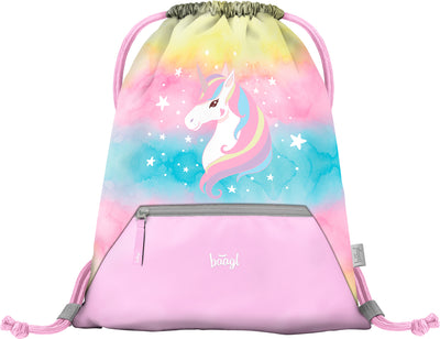 Sacca da ginnastica con tasca con cerniera Rainbow Unicorn