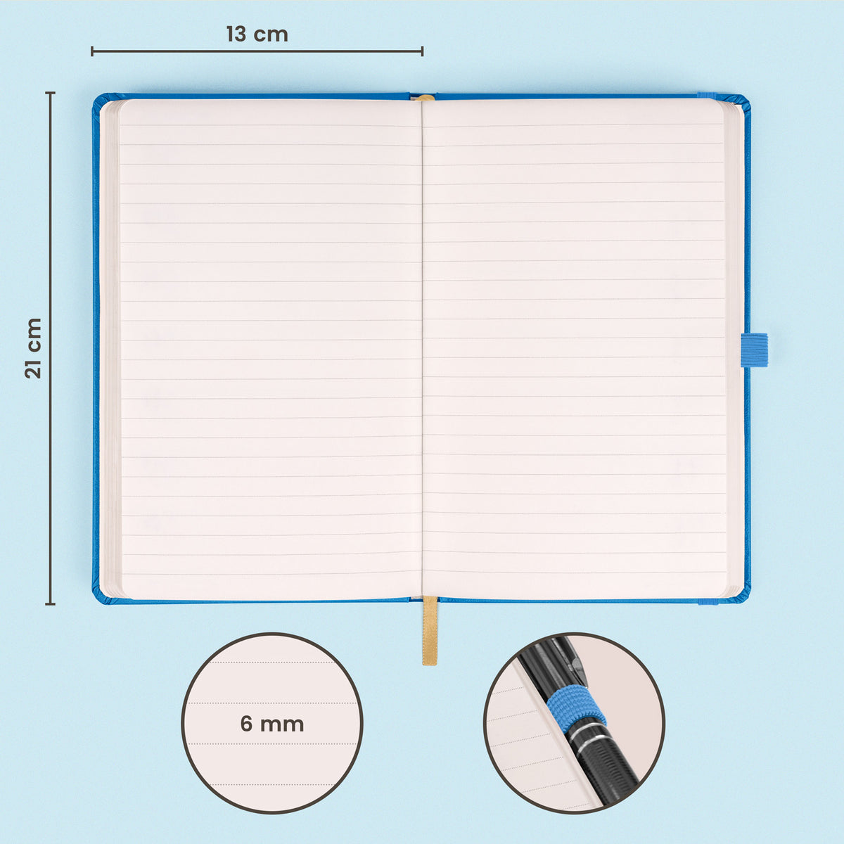 Quaderno Blu, a righe, 13 × 21 cm