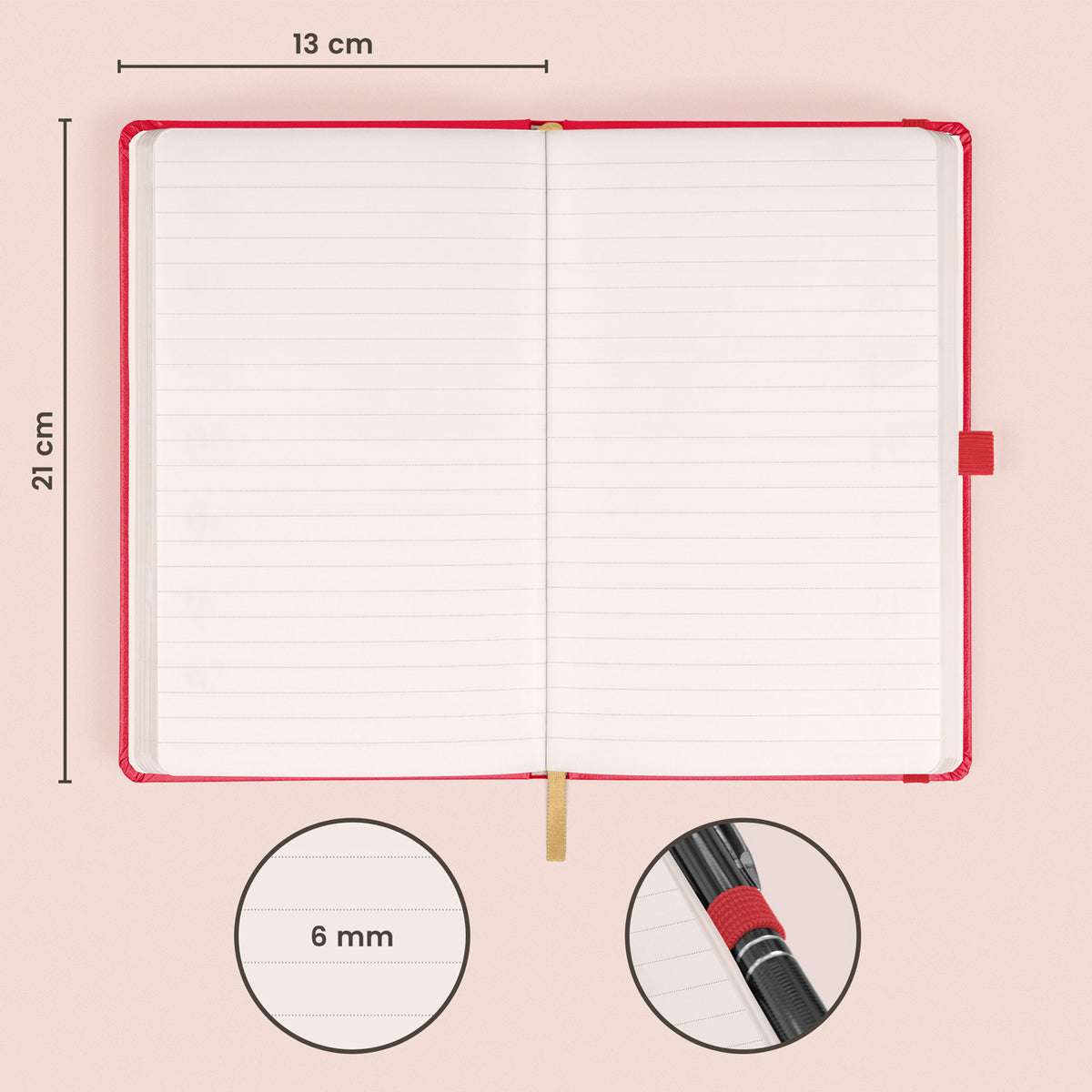 Quaderno Rosso, a righe, 13 × 21 cm