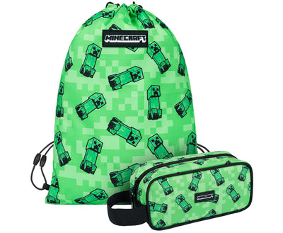 SET MINECRAFT 2 Creeper: astuccio, sacca da ginnastica