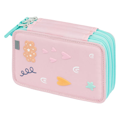 Astuccio a tre scomparti Arcobaleno rosa