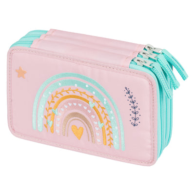 Astuccio a tre scomparti Arcobaleno rosa