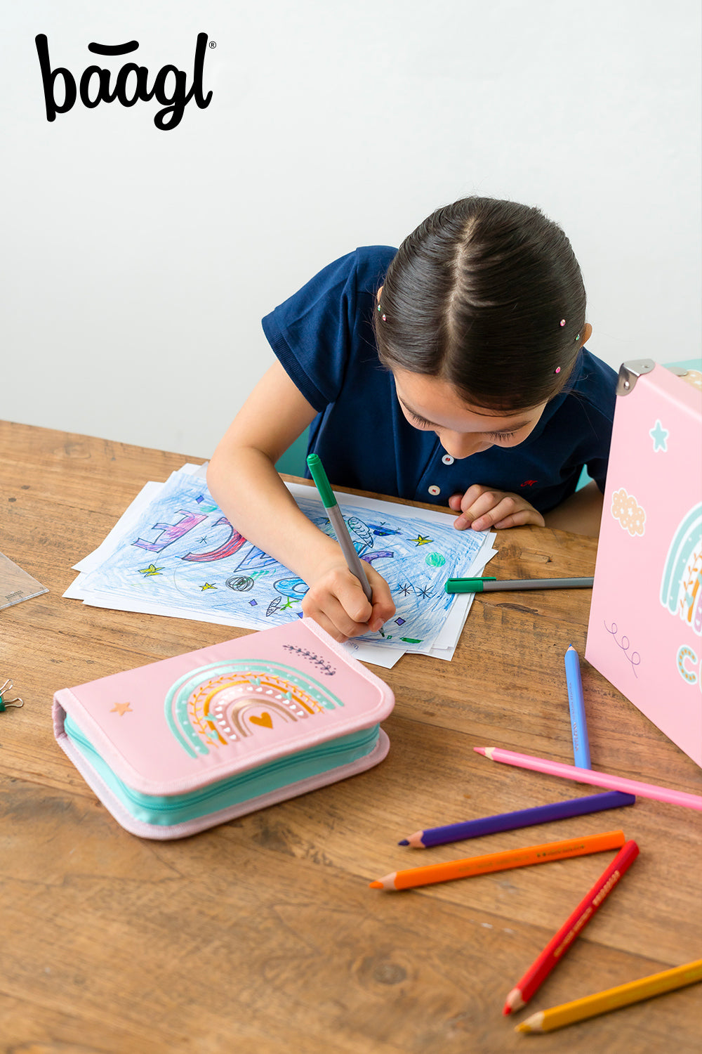 Astuccio a un piano Pink Rainbow