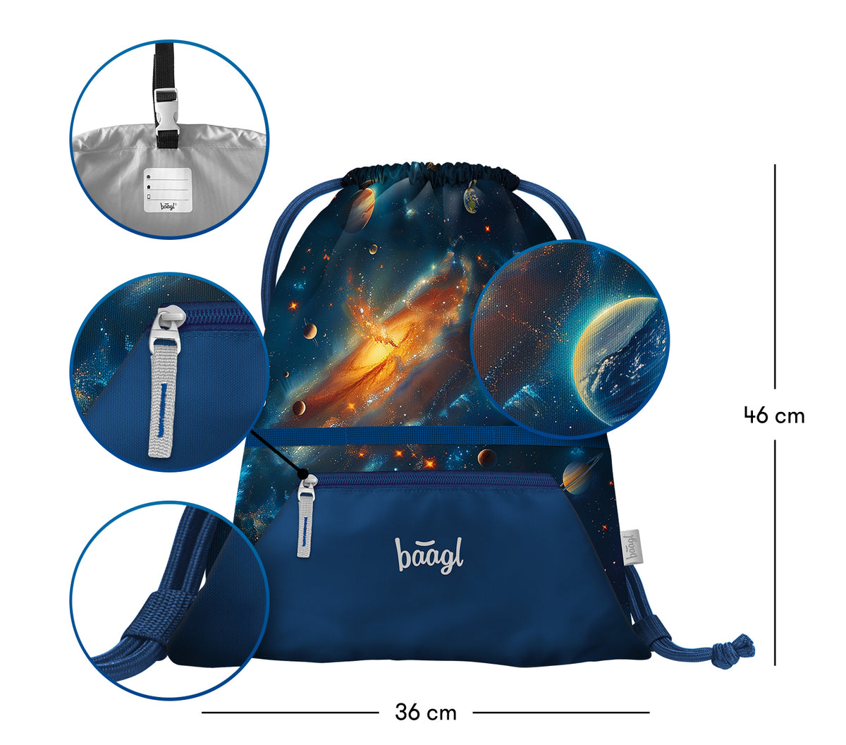 Sacca da ginnastica con tasca con cerniera Universe