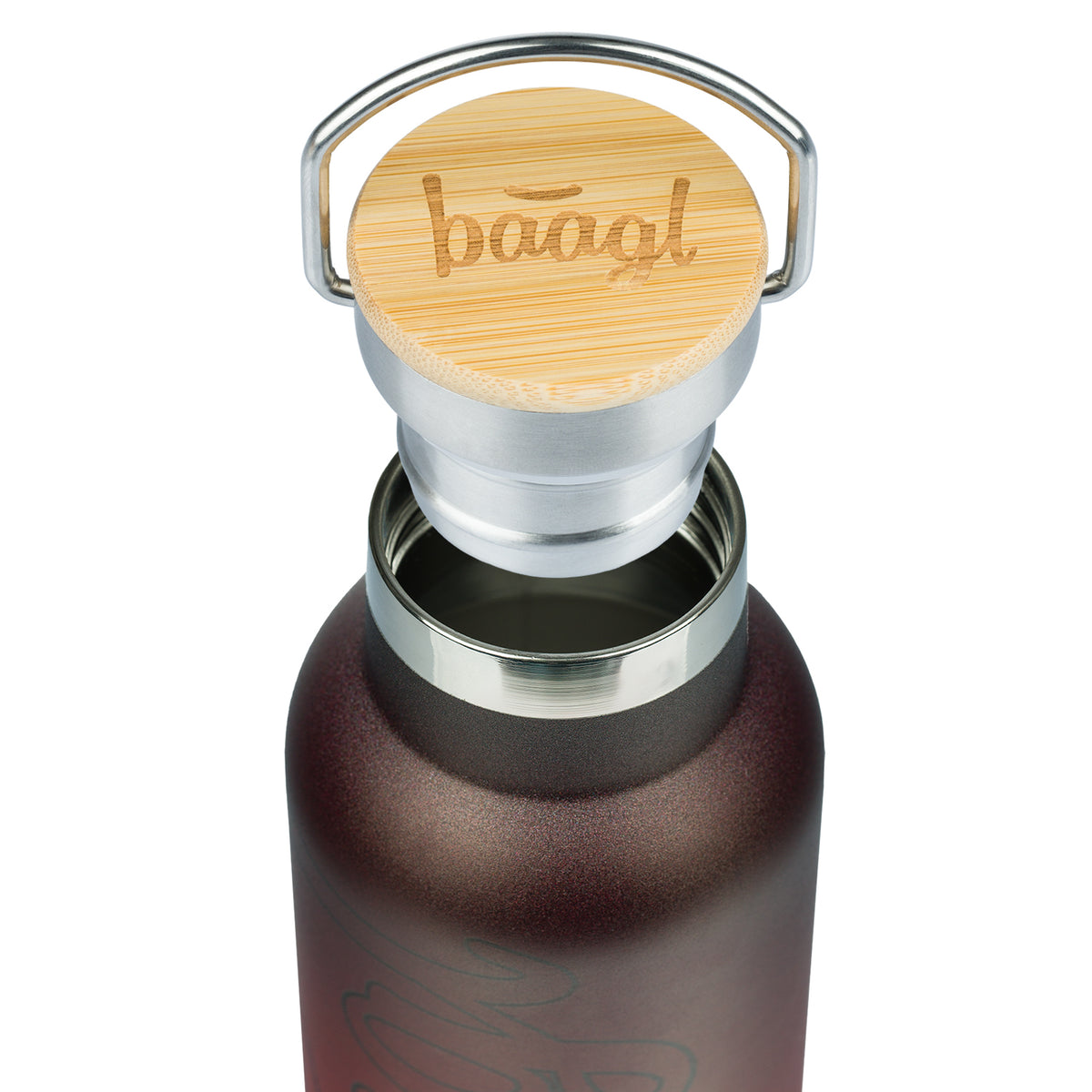 Borraccia termica con coperchio in bambù Gradient red-black, 500 ml