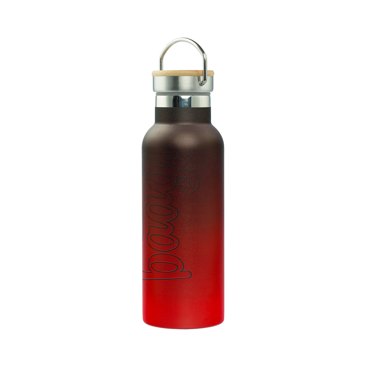 Borraccia termica con coperchio in bambù Gradient red-black, 500 ml
