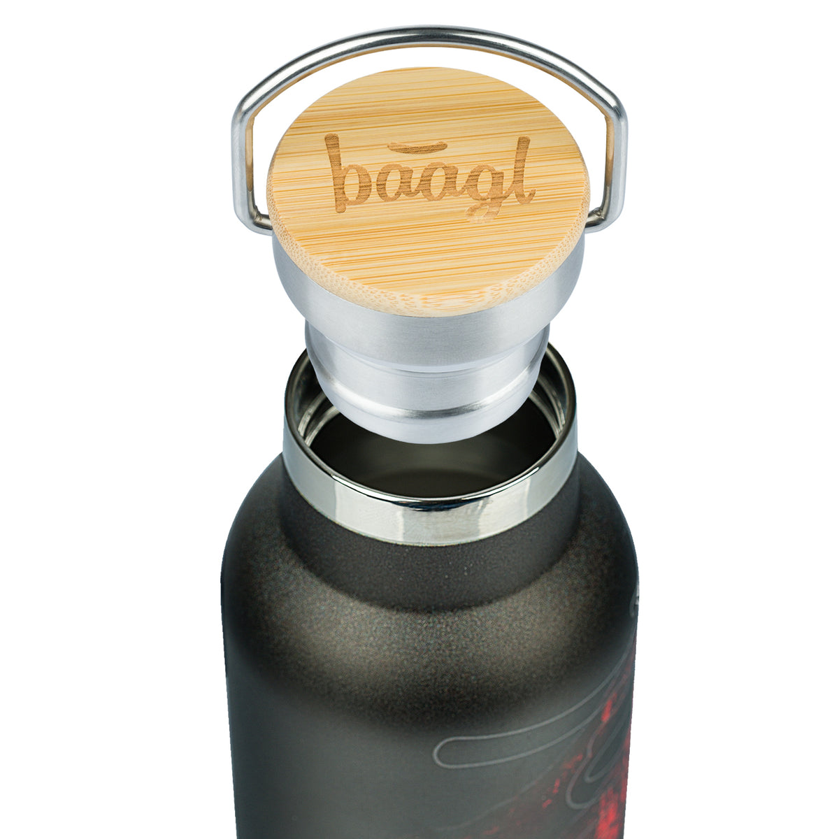 Borraccia termica con coperchio in bambù Volcano, 500 ml