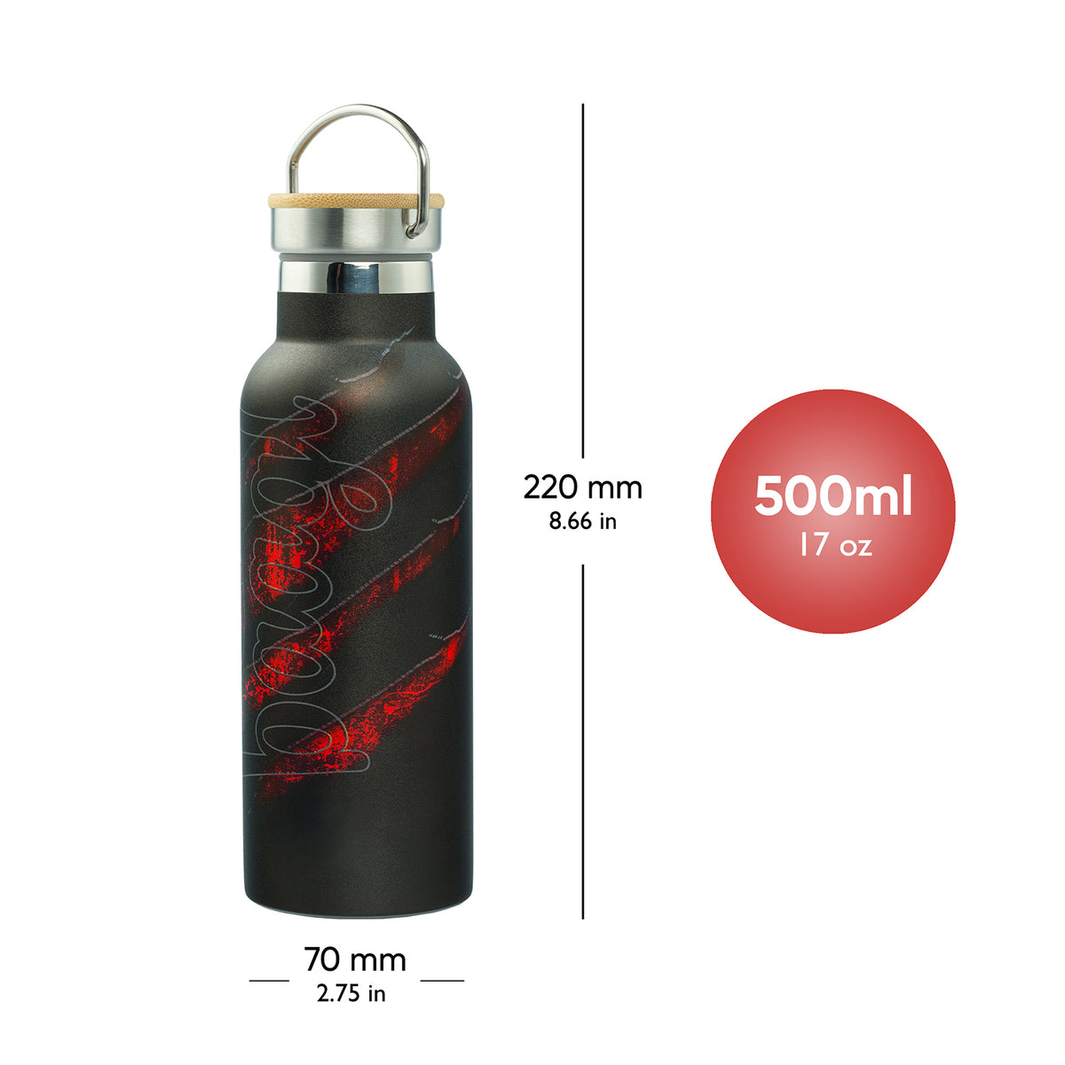 Borraccia termica con coperchio in bambù Volcano, 500 ml