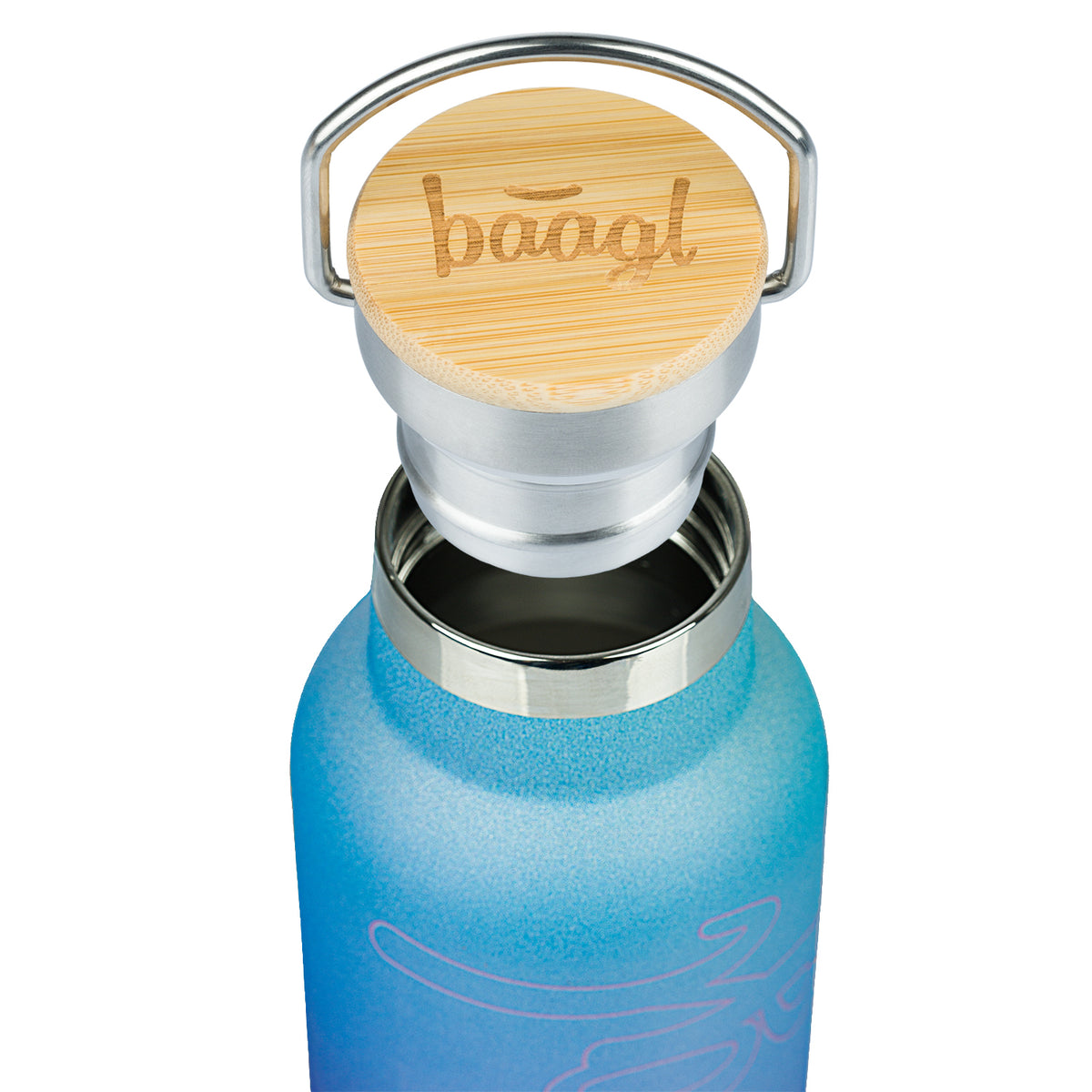 Borraccia termica con coperchio in bambù Gradient blue-purple, 500 ml