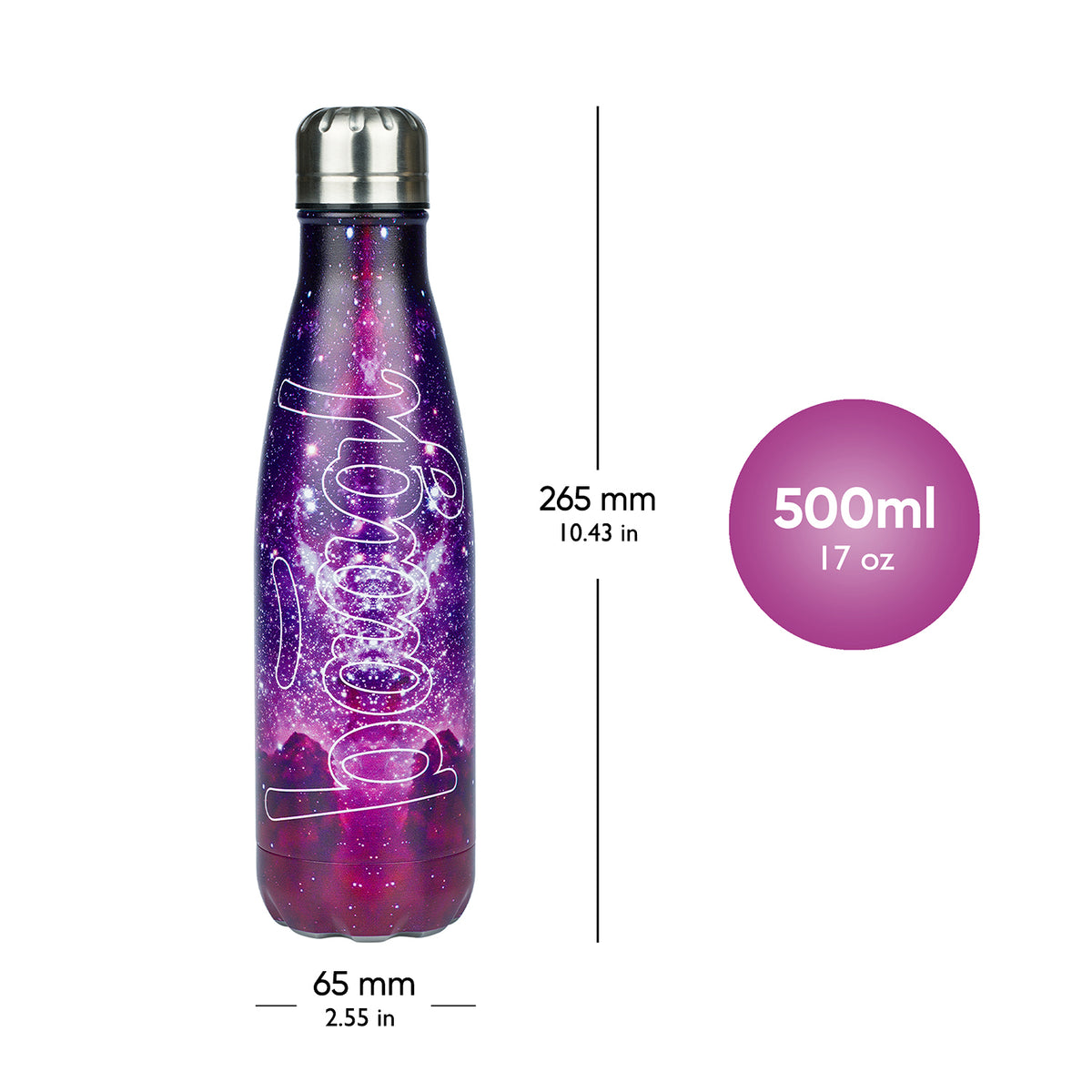 Borraccia termica con coperchio in metallo Galaxy, 500 ml