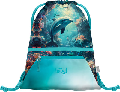 Sacca da ginnastica con tasca con cerniera Dolphin
