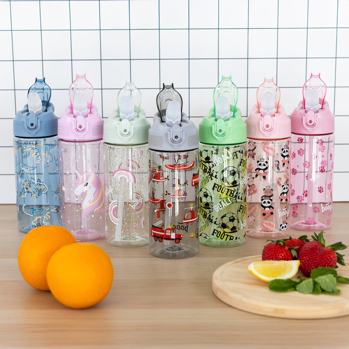 Borraccia in Tritan con cannuccia Rainbow Unicorn, 500 ml