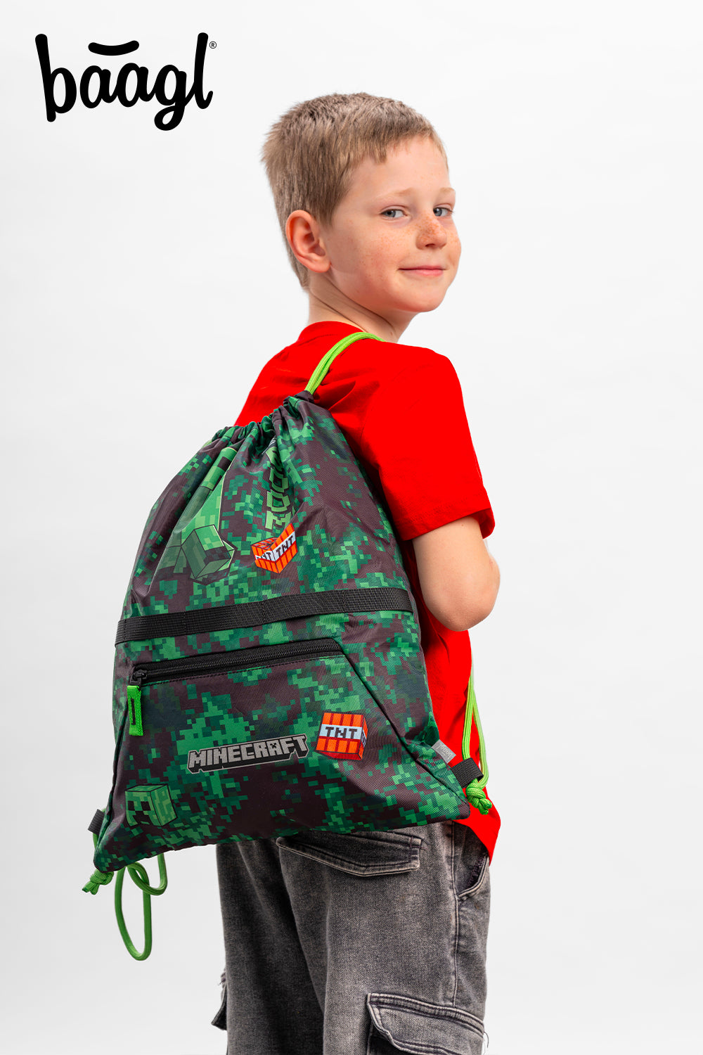 Sacca da ginnastica con tasca con cerniera Minecraft Boom
