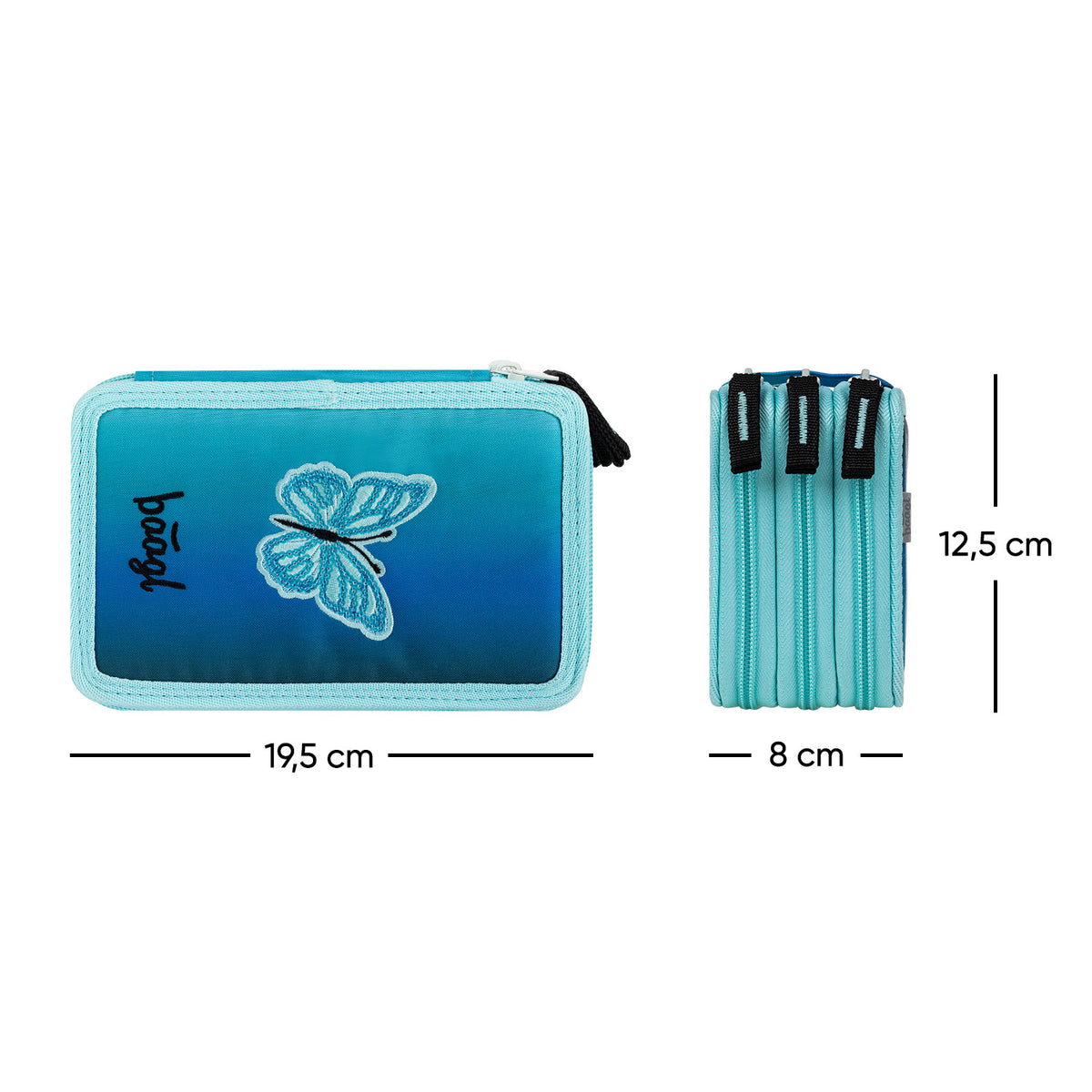 Astuccio portamatite a tre scomparti Butterfly