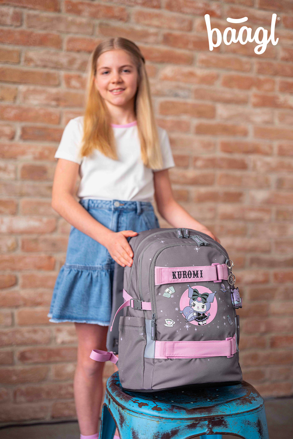 Zaino scolastico Skate Kuromi Grey