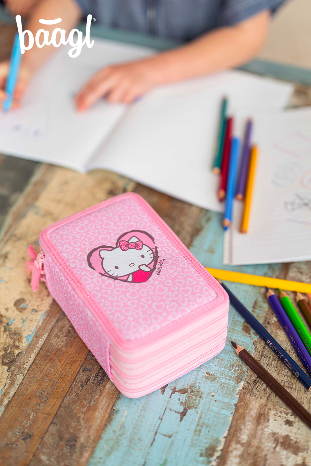 Astuccio a tre scomparti Hello Kitty Leopardo dolce