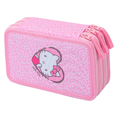 Astuccio a tre scomparti Hello Kitty Leopardo dolce