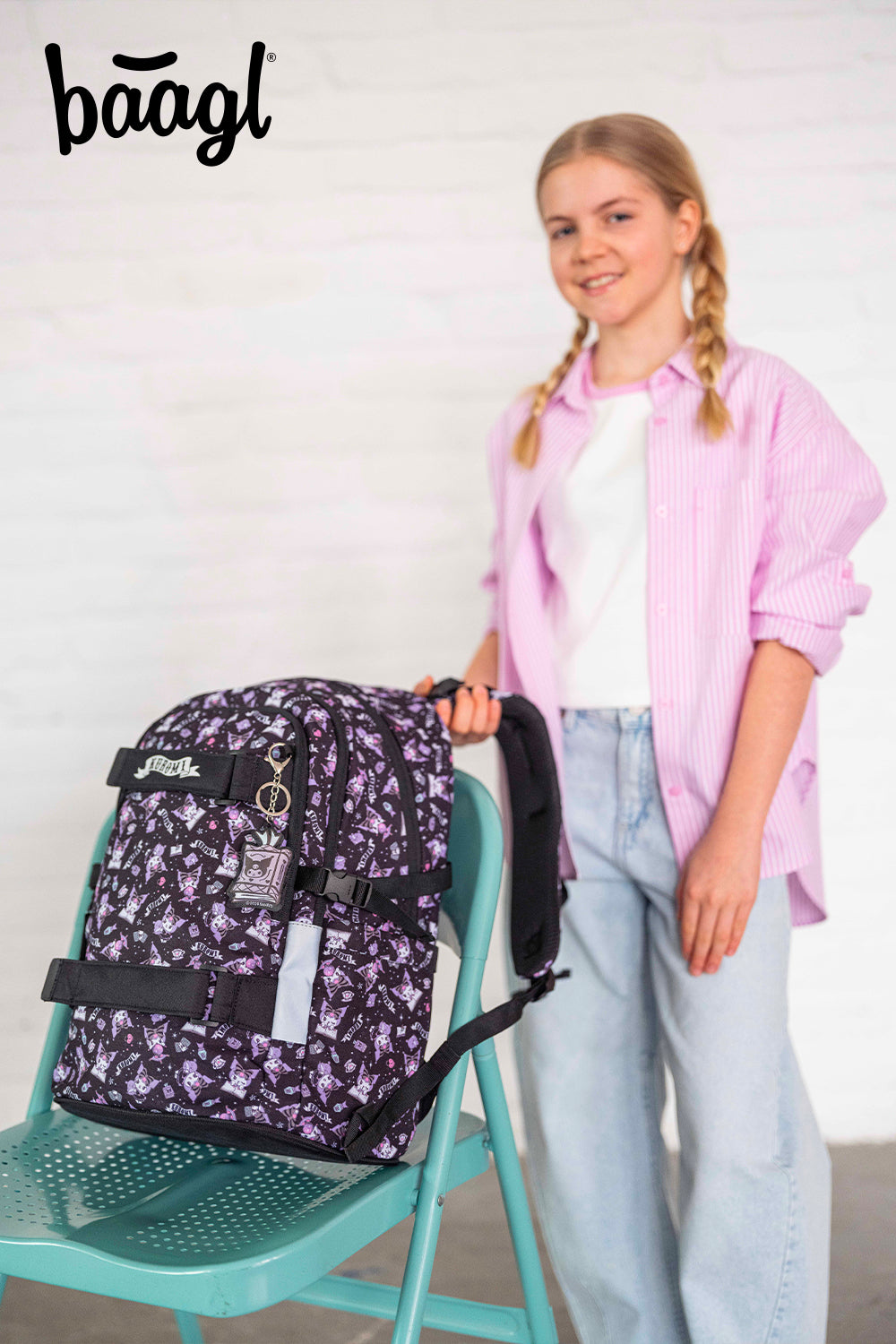 Zaino scolastico Skate Kuromi Black